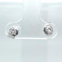 14KT White Gold 1/6 ct G-H SI3-I1 Princess Pushback Solitaire Earrings